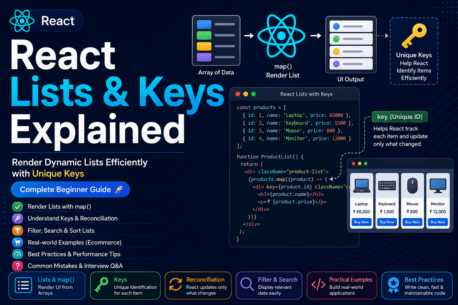 React Lists and Keys Explained - Complete Beginner Guide